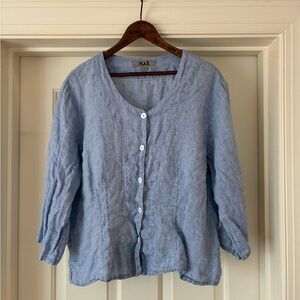 Flax Women's Light Blue Button Down Shirt